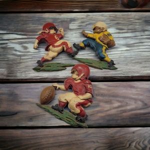 Vintage 70's Sexton Homco Football Players - Metal Wall Decor Set Of 3 Kids Room